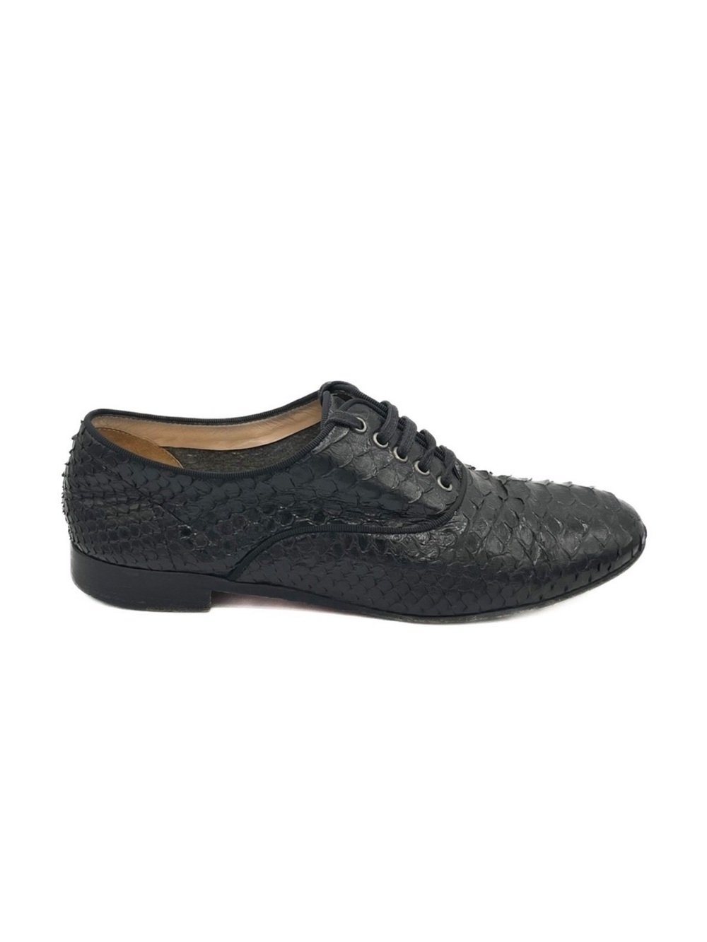 Christian Louboutin Python Black Round Toe Laced Oxford Derby Shoes
